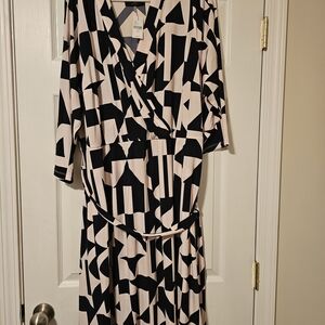 Lane Bryant Blue And Pink Geometric Wrap Style Dress 26/28